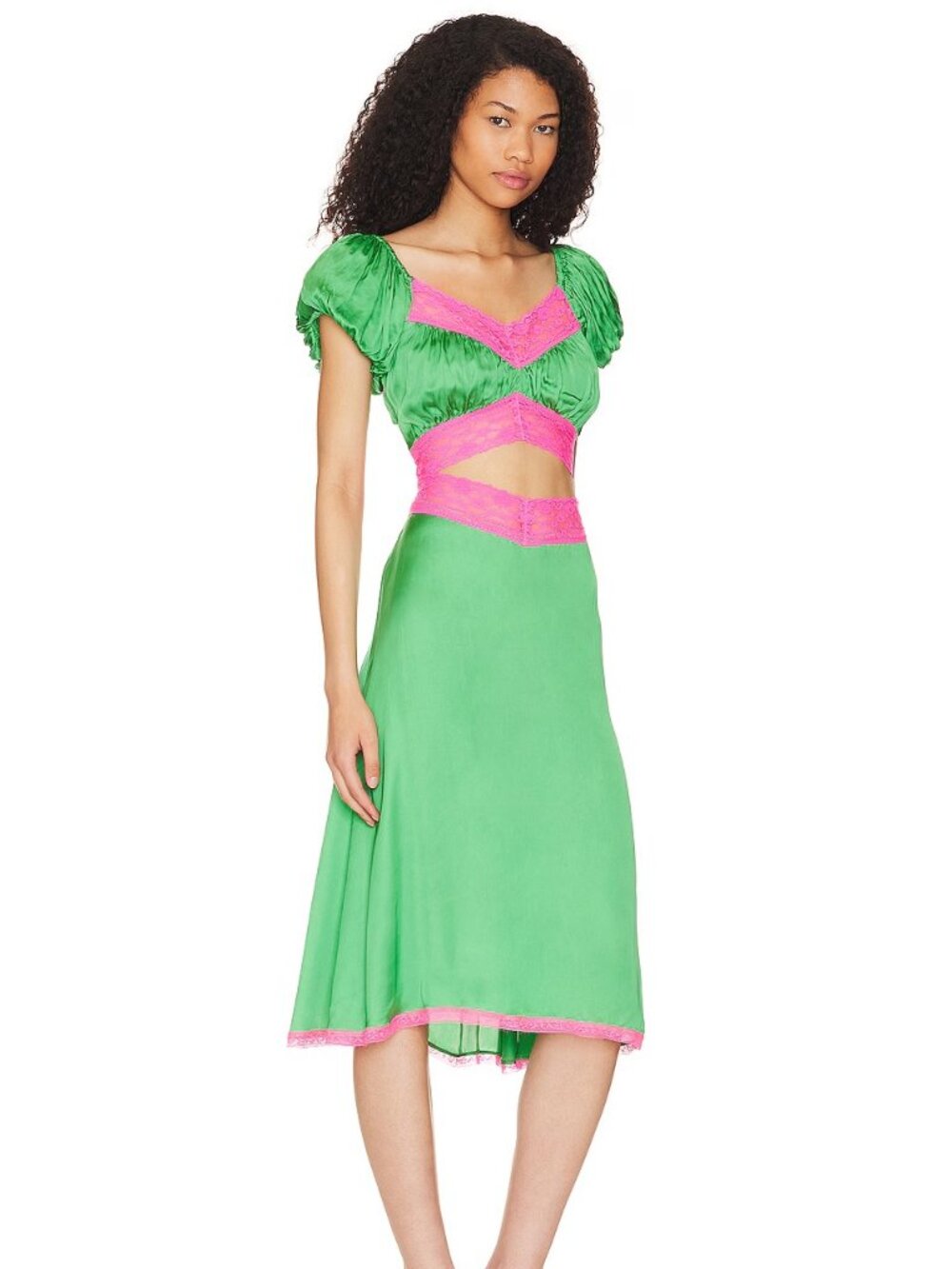 Love the Label NWT Charlese Satin Midi Dress in Watermelon size Small